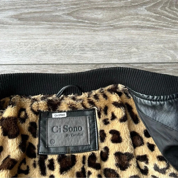 Ci Sono By Cavalini Black Faux Leather Bomber Jacket - Picture 7 of 16